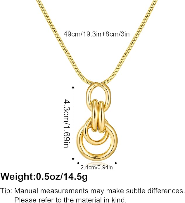 Gold Knot Pendant Necklace for Women Statement Gold Necklace 14K Gold Plated Knot Choker Trendy Jewelry