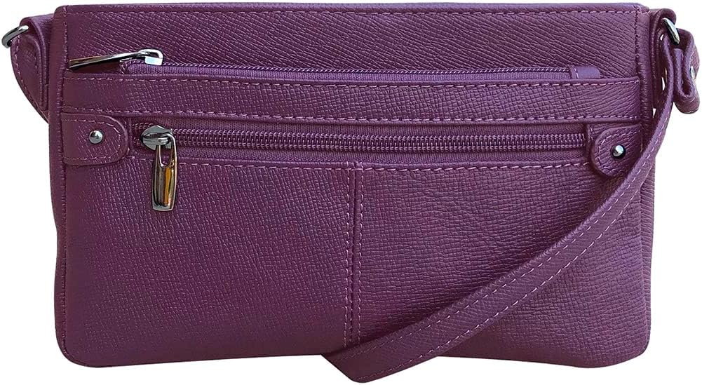 Cowhide Leather Women's Shoulder Purse Small Cross Body Organizer Bag with Many Pockets