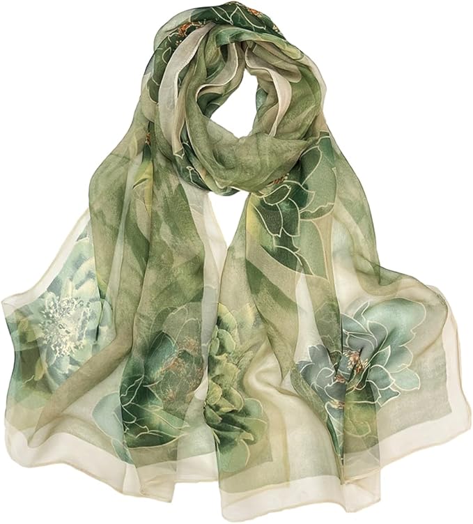 Pokeedioty Scarfs for Women Lightweight Fashion Scarves Elegant Floral Pattern Sheer Scarfs Sunscreen Shawls Wraps