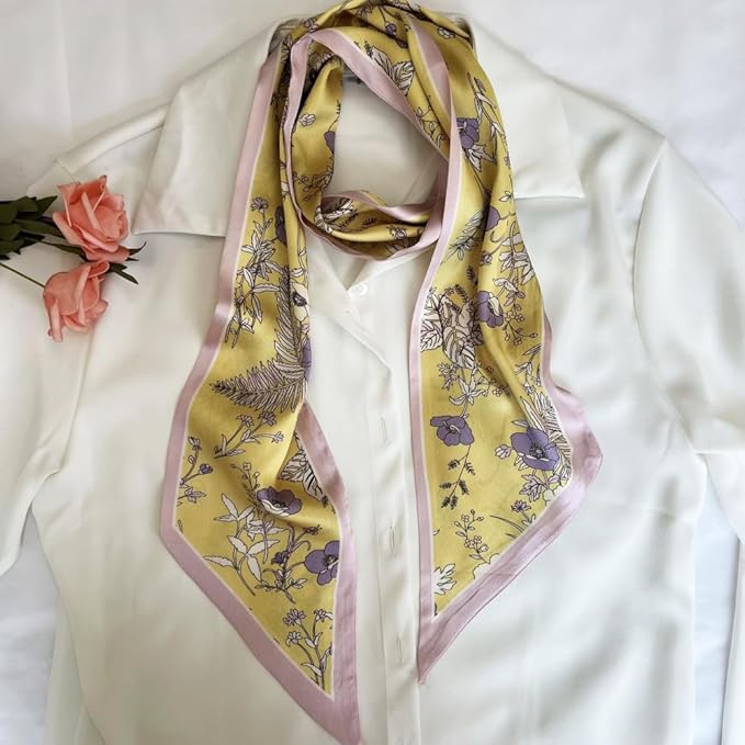 Silk Head Scarf for Hair Fashion Headwrap for Women Lightweight Neck Tie