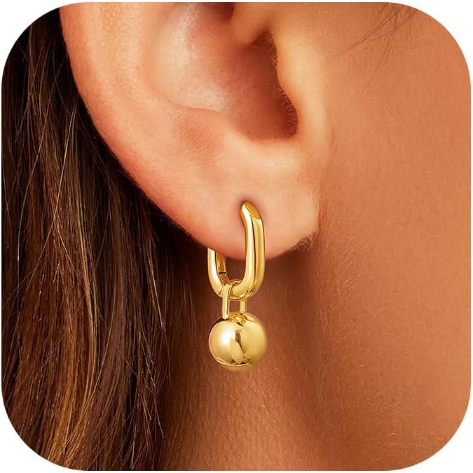 CHESKY Christmas Gifts Pearl Earrings for Women, Dainty 14K Gold Plated/Silver Plated Drop Quality Handpicked AAA+ Freshwater Cultured Round Pearls Dangle Earrings Wedding Jewelry for Women Gifts