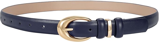 TRIWORKS Women Leather Belt for Jeans Pants Fashion Ladies Skinny Faux Leather Dress belt with Gold Buckle