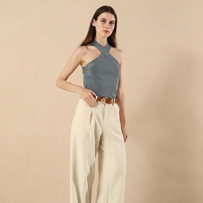 Women's Brown Belt Trend Belt with Gold Buckle Fashion Leather Waist Belt for Jeans Pants