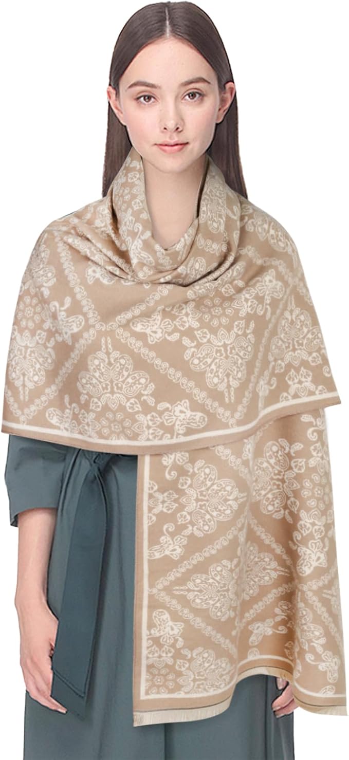 EXTREE Scarfs for Women Pashmina Silky Shawl Wrap for Evening Dressing Blanket Open Front Poncho Cape