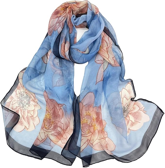 Pokeedioty Scarfs for Women Lightweight Fashion Scarves Elegant Floral Pattern Sheer Scarfs Sunscreen Shawls Wraps