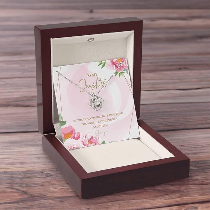 VIRAGIL To My Daughter Gift Necklace From Dad or Mom - Badass Daughter Jewelry With Heartfelt Message & Elegant Box