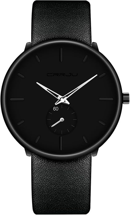 Mens Watches Ultra-Thin Minimalist Waterproof-Fashion Wrist Watch for Men Unisex Dress with Leather Band