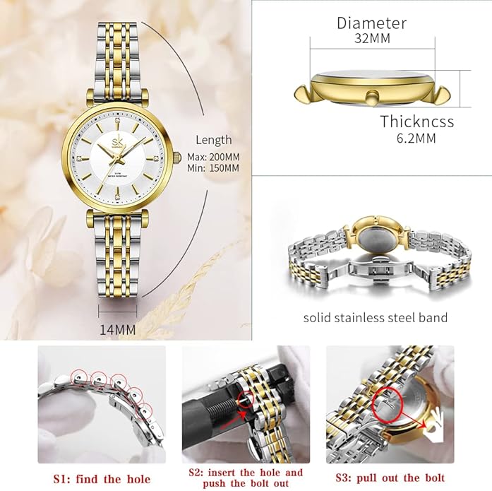 SHENGKE SK Classic Women Watches Fashion Ladies Dress Watch Solid Stainless Steel Band
