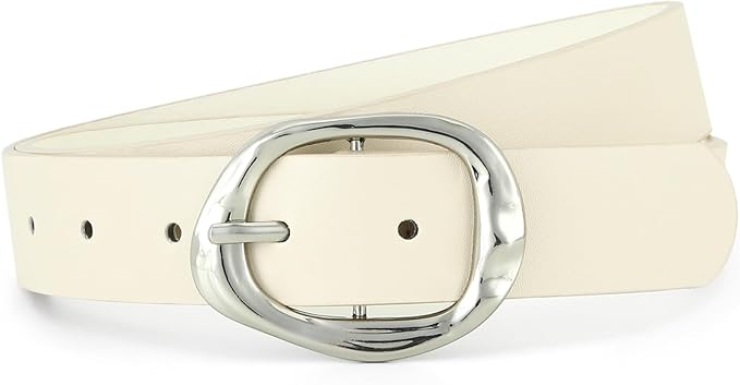 Earnda Leather Belts for Women Casual Fashion Waist Belt with Liquid Shapes Gold Buckle for Jeans Pants Dresses