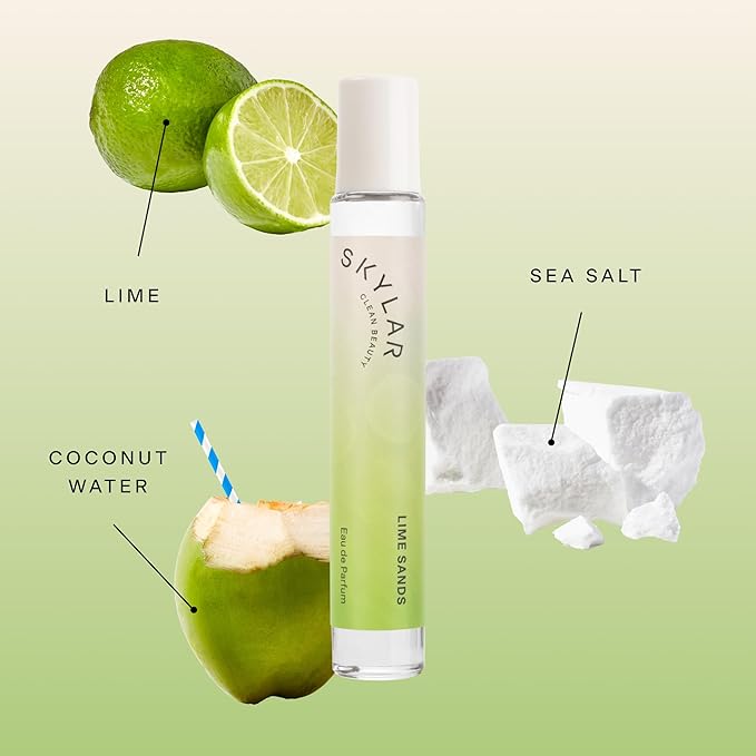 Skylar Lime Sands Eau de Parfum - Hypoallergenic & Clean Perfume Women & Men, Vegan & Safe for Sensitive Skin - Woody Citrus Perfume with Notes of Lime, Sea Salt & Coconut Water - (10mL /0.33 Fl oz)