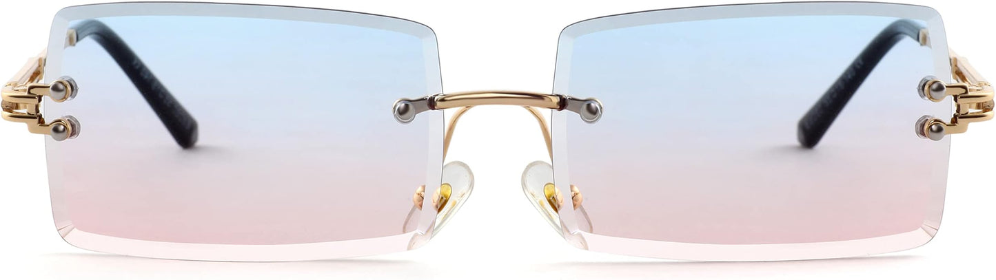 Kursan Frameless Rectangle Sunglasses for Men Women Small Rimless Sun Glasses Shades UV400 Protection