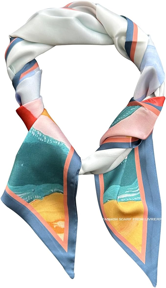 Livrerpi Silk Feeling Head Scarf Fashion Satin Hair Scarf Square Long Scarves for Women Gifts
