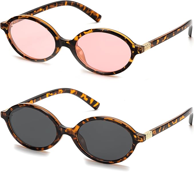 Retro Oval Sunglasses for Women Vintage 90s Y2K Trendy Designer Sun Glasses