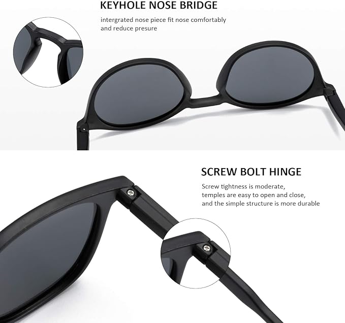 ZENOTTIC Polarized Sunglasses for Women Men: Retro Shades Round | Square Frame UV Protection 2 Pack