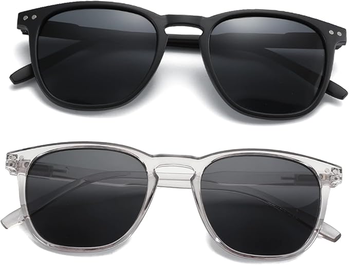 ZENOTTIC Polarized Sunglasses for Women Men: Retro Shades Round | Square Frame UV Protection 2 Pack