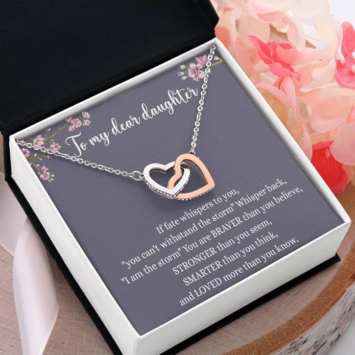 VIRAGIL To My Daughter Gift Necklace From Dad or Mom - Badass Daughter Jewelry With Heartfelt Message & Elegant Box