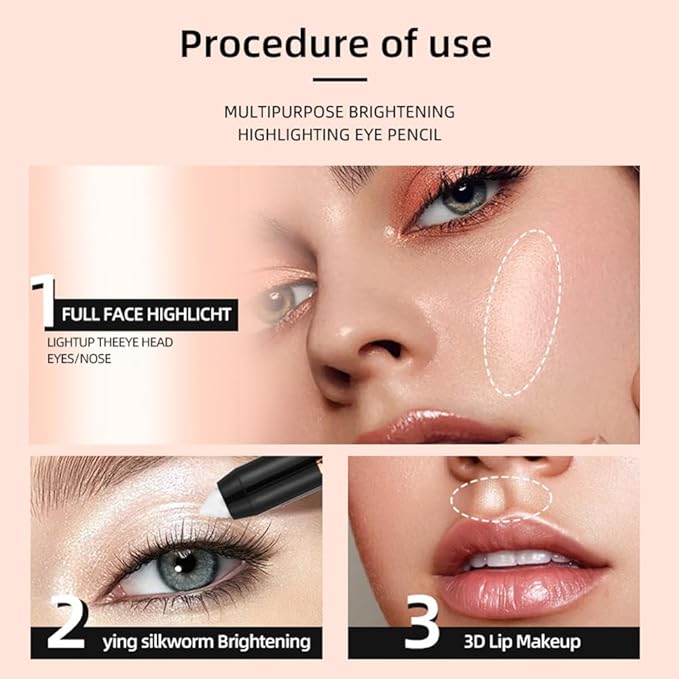 Monochrome Cream Glitter-Shimmer Eye Shadow Stick Palette makeup | 2-in-1 Eyeshadow & Eyeliner Pencil for Women | Waterproof, Vegan & Cruelty-Free | Sombras Para Ojos | 02 Shimmer White