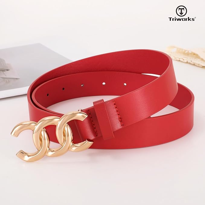 TRIWORKS 3 Pack Women's Belts for Jeans Pants Fashion Waist Belts for Ladies Leather Belts