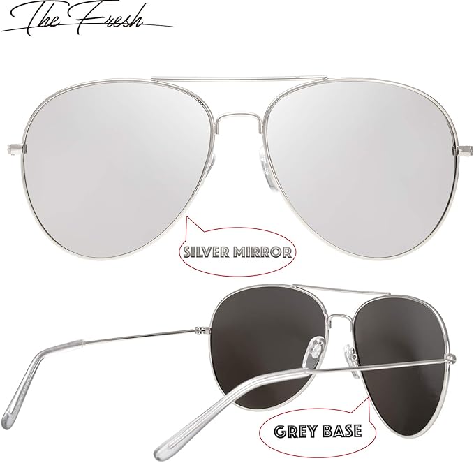 The Fresh Classic Aviator Frame Light Color Lens XL Oversized Sunglasses Gift Box