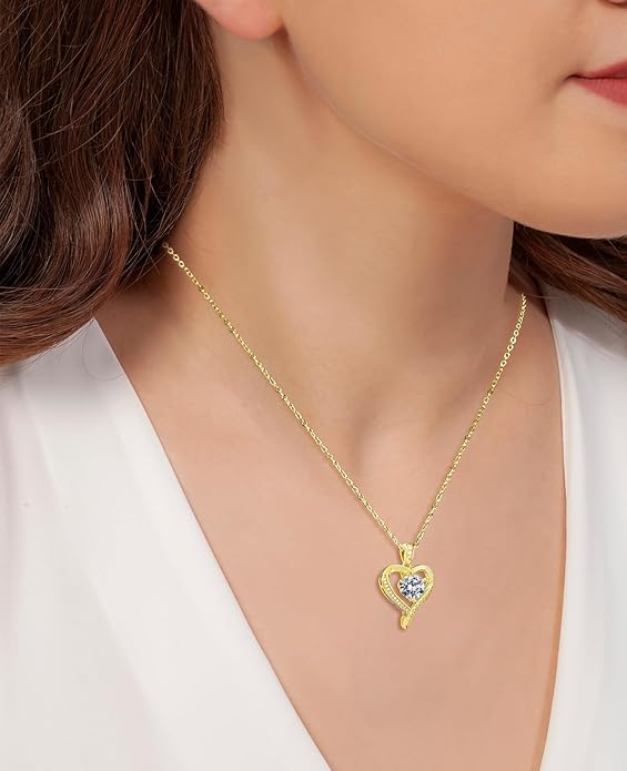Heart Pendent Necklaces for Women, 1-3ct Moissanite Necklace with I love U Engraving - Anniversary Birthday Gifts for Women Her Wife Girlfriend Mom, 925 Silver Jewelry