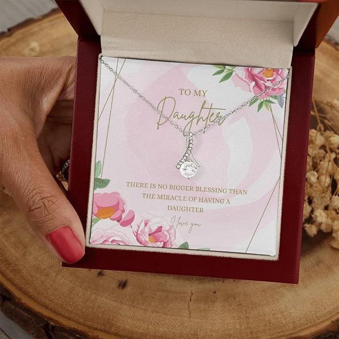 VIRAGIL To My Daughter Gift Necklace From Dad or Mom - Badass Daughter Jewelry With Heartfelt Message & Elegant Box