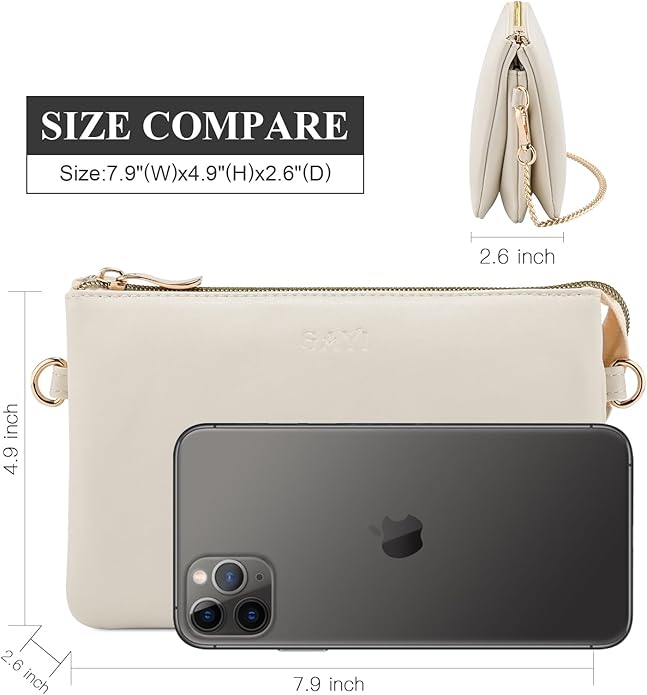 Wristlet Purses for Women, Vegan Leather Crossbody Evening Zip Clutch Bag with Strap | Vegan Leather, Evening, Zip, with Strap