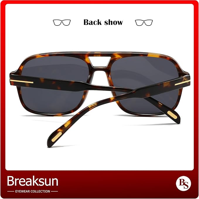Retro Aviator Sunglasses for Women Men Trendy Classic 70s Square Aviator Sun Glasses Vintage Shades
