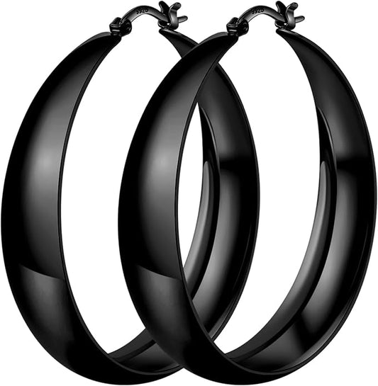 Senteria 12mm Wide Thick Hoop Earrings 925 Sterling Silver Hoop Earrings for Women Hypoallergenic 14K Real Gold Plated Hoops Large Earring Lightweight Chunky Hoops Earring for Women 25/30/40/50MM