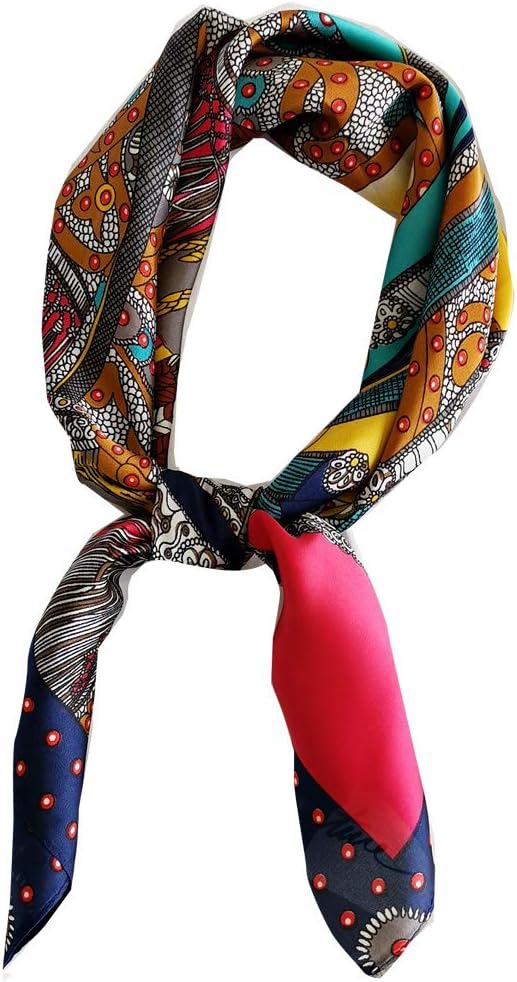 FONYVE Silk Feeling Scarf Medium Square Satin Head Scarf for Women 27.5 × 27.5 inches