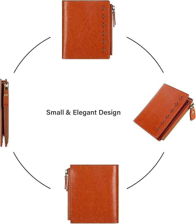 Lavemi Ultra Thin Small Compact Leather Womens Girls Wallets RFID Blocking Credit Card Holder for Women