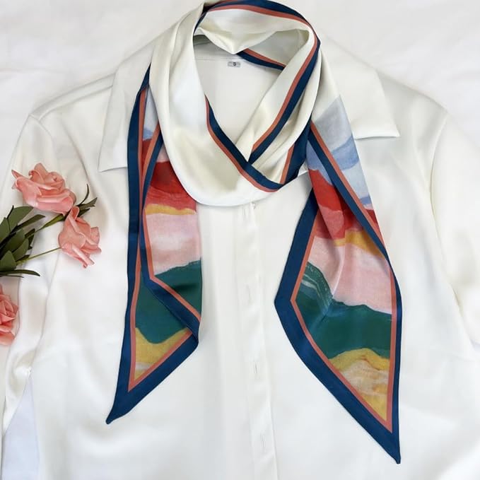 Silk Head Scarf for Hair Fashion Headwrap for Women Lightweight Neck Tie