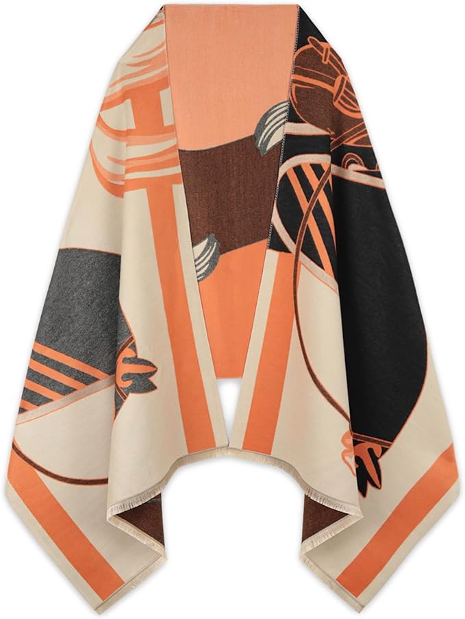 EXTREE Scarfs for Women Pashmina Silky Shawl Wrap for Evening Dressing Blanket Open Front Poncho Cape