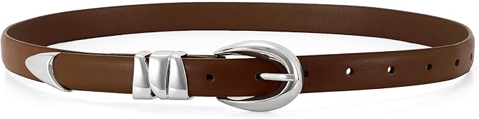 WHIPPY Women Skinny Leather Belt for Jeans Pants Dresses Ladies Fashion Waist Belt with Shiny Gold Buckle