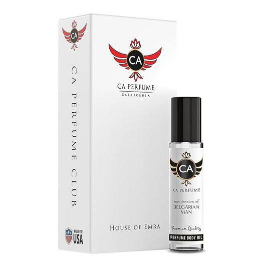 CA Perfume Impression of Belgarian Man for Men Eau De Parfum Amber Floral Scent Long Lasting Cologne for Men Travel Size TSA Ready for Day and Night Wear 0.33 Fl Oz 10ml