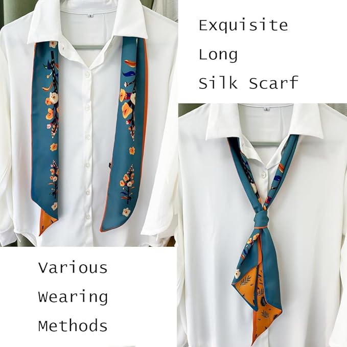Silk Head Scarf for Hair Fashion Headwrap for Women Lightweight Neck Tie