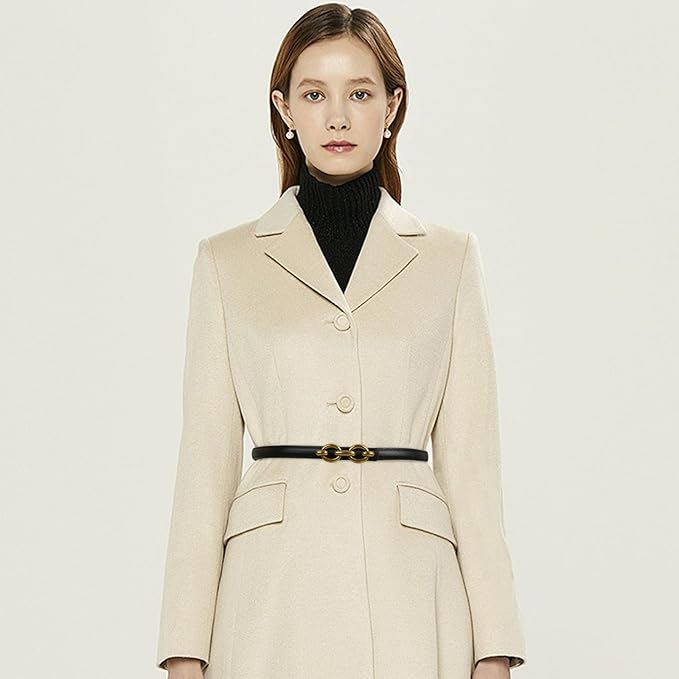 Women's Fashion Classic Metal Buckle Leather Belt with Jeans Dress
