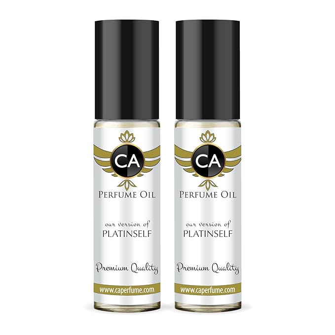 CA Perfume Impression of Platinself for Men Eau De Parfum Woody Floral Musk Scent Long Lasting Cologne for Men Travel Size TSA Ready for Day and Night Wear 0.33 Fl Oz 10ml (Pack of 2)