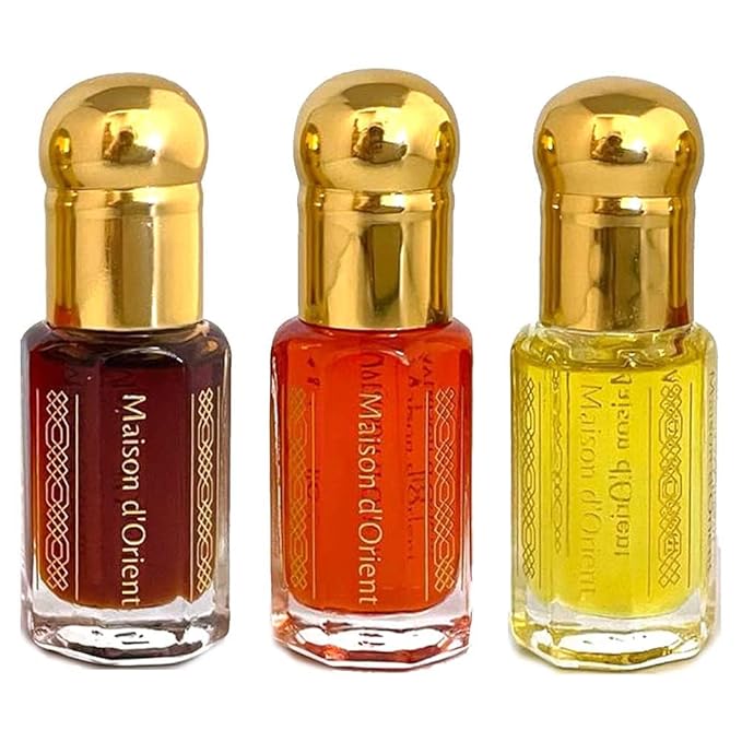 Maison d'Orient Samples Set (3 x 3 mL) of Scented and Neutral Fragrance Longevity Booster Elixir Oil Perfect For Any Spray Perfume, Cologne and Eau de Toilette