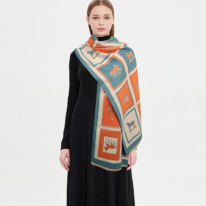 EXTREE Scarfs for Women Pashmina Silky Shawl Wrap for Evening Dressing Blanket Open Front Poncho Cape