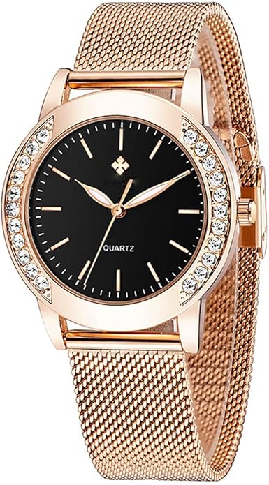 Fashion Watches for Women Rose Gold Stainless Steel Mesh Band Watch Elegant Ladies Gifts Waterproof Wrist Watch