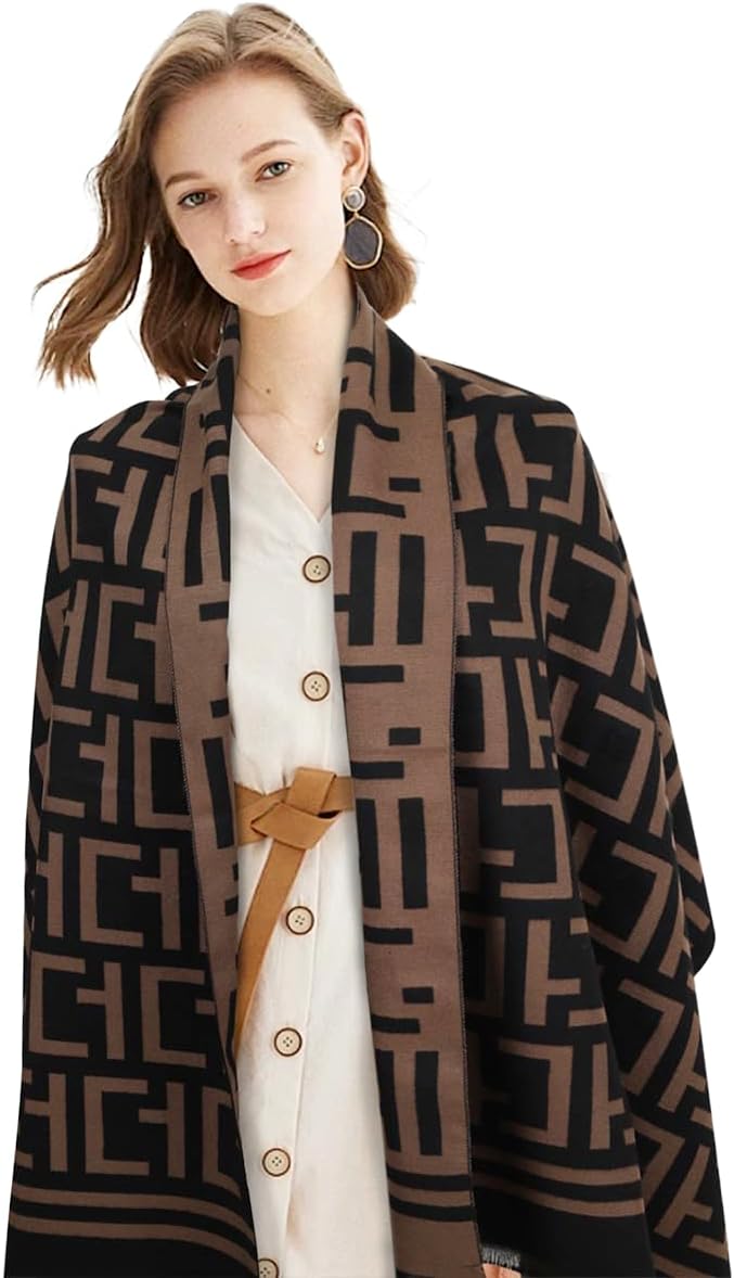 EXTREE Scarfs for Women Pashmina Silky Shawl Wrap for Evening Dressing Blanket Open Front Poncho Cape