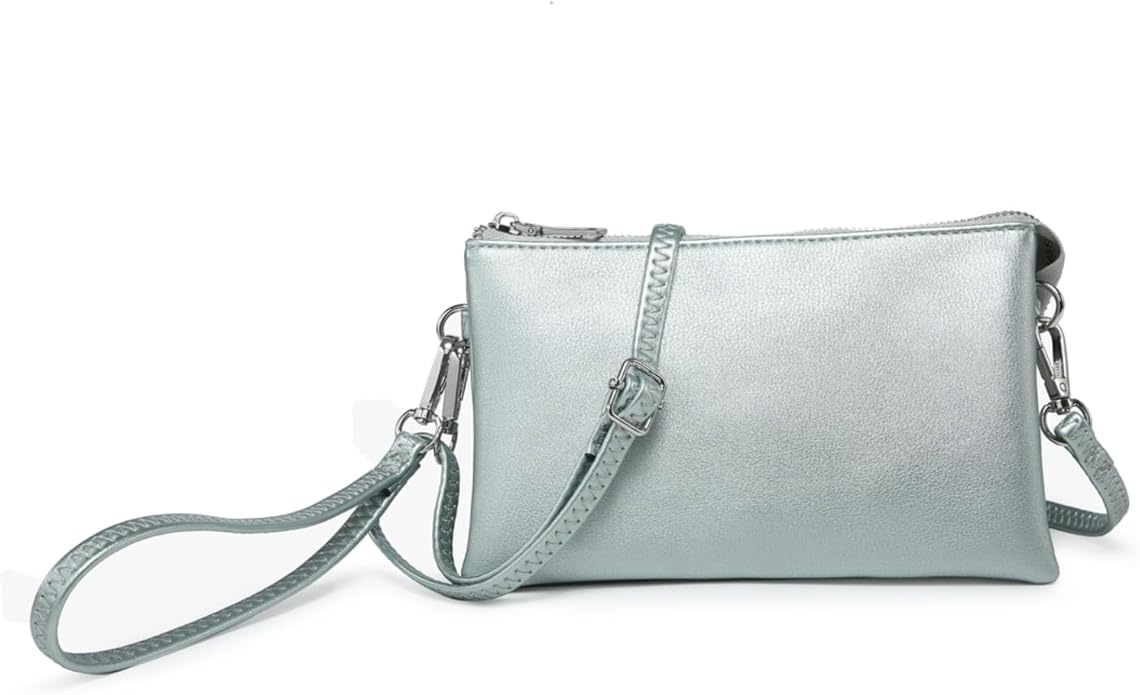 JEN & CO. Riley Small Crossbody Bags for Women Vegan Leather Wristlet Clutch Wallet Purses Handbags with 2 Straps