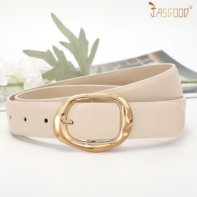 JASGOOD 3 Pack Women Belts for Jeans Pants Ladies Leather Waist Belt Casual Fashion Trend Belt for Women with Gold Buckle