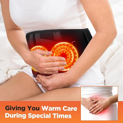 Cordless Heating Pad with Massager for Back Pain Relief, Rechargeable Red Light Therapy Belt, Lower Back Massager with 5 Heat 3 Vibration, Birthday Gifts for Dad Mom Men Women Grandpa Grandma