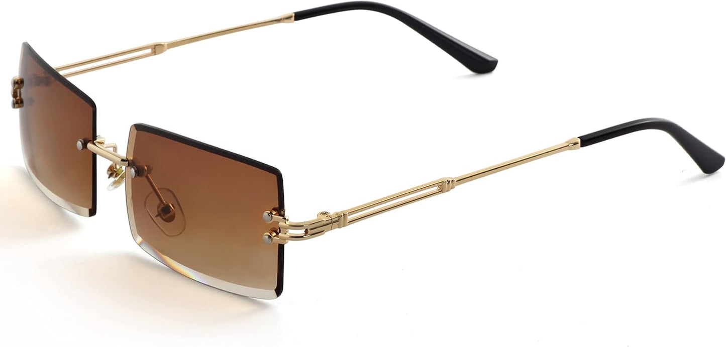 Kursan Frameless Rectangle Sunglasses for Men Women Small Rimless Sun Glasses Shades UV400 Protection