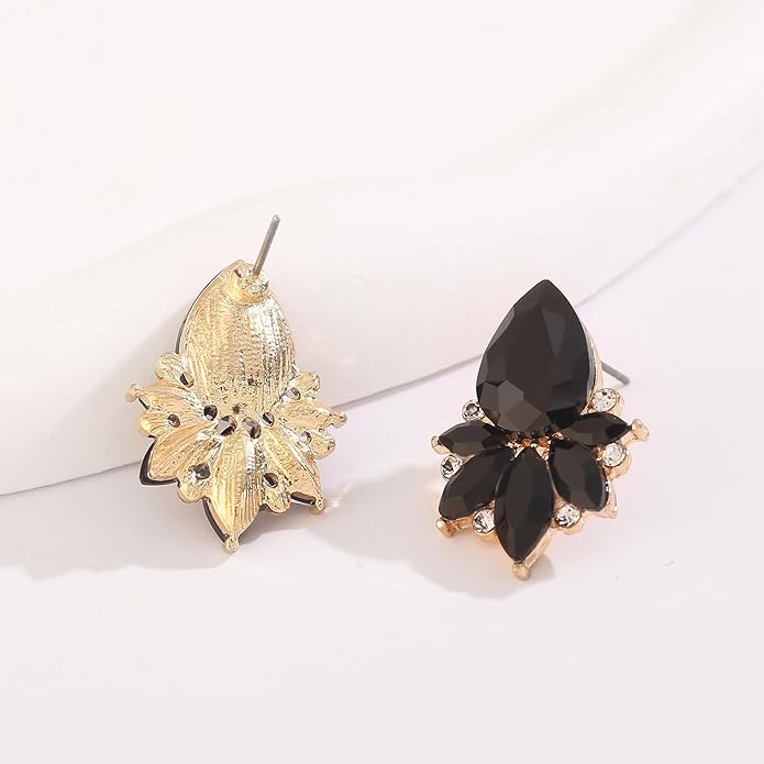 Vintage Rhinestone Earrings Fancy Crystal Cluster Drop Earrings Art Deco Earrings for Women