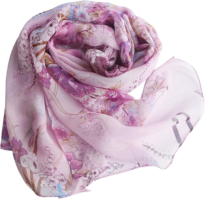 Pokeedioty Scarfs for Women Lightweight Fashion Scarves Elegant Floral Pattern Sheer Scarfs