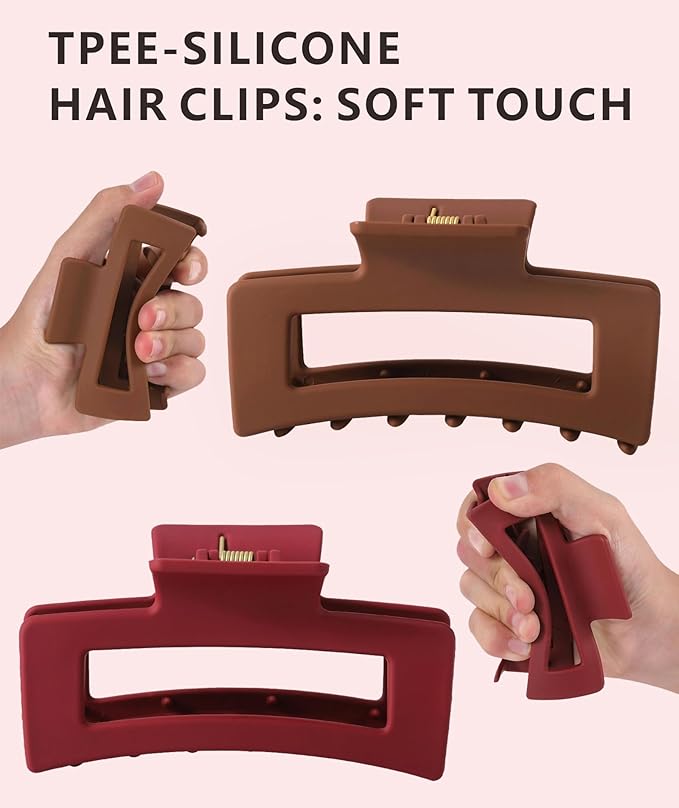 4Pcs Cloud Claw Clips for Women, 4.2 Inch Non-Slip Strong Hold Hair Claws, Unbreakable & Durable TPEE-Silicone Blend, Large Bendable Cozy Hair Clip for Thin/Thick/Curly Hair, All-Day Comfort