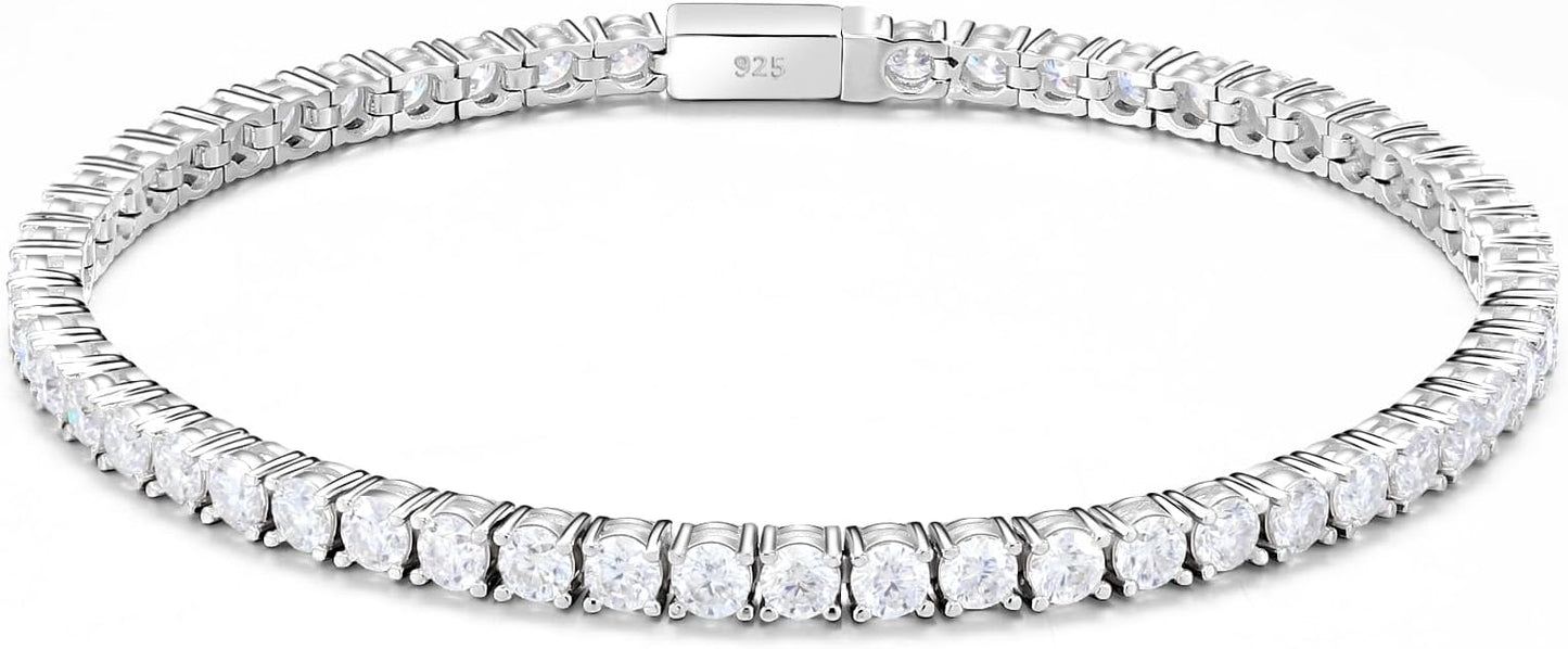 Moissanite Tennis Bracelet For Women S925 Silver Jewelry, Luxury Silver Bracelets,Valentines Day Gifts For Couples Sister Girlfriend Wife Gifts6.5'-7.5'' Length