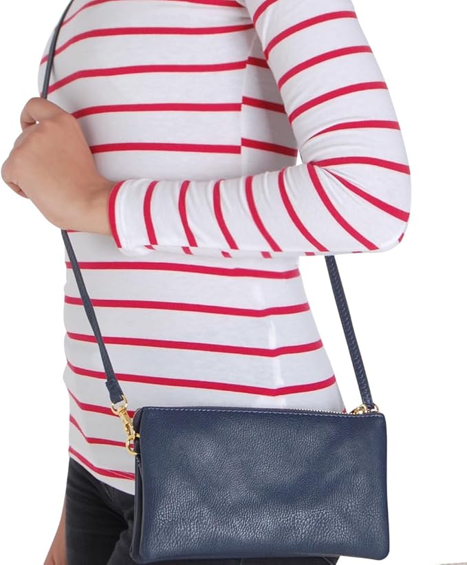 Vegan Leather Wristlet Purse for Women - Small Clutch Purse with Shoulder and Wrist Straps